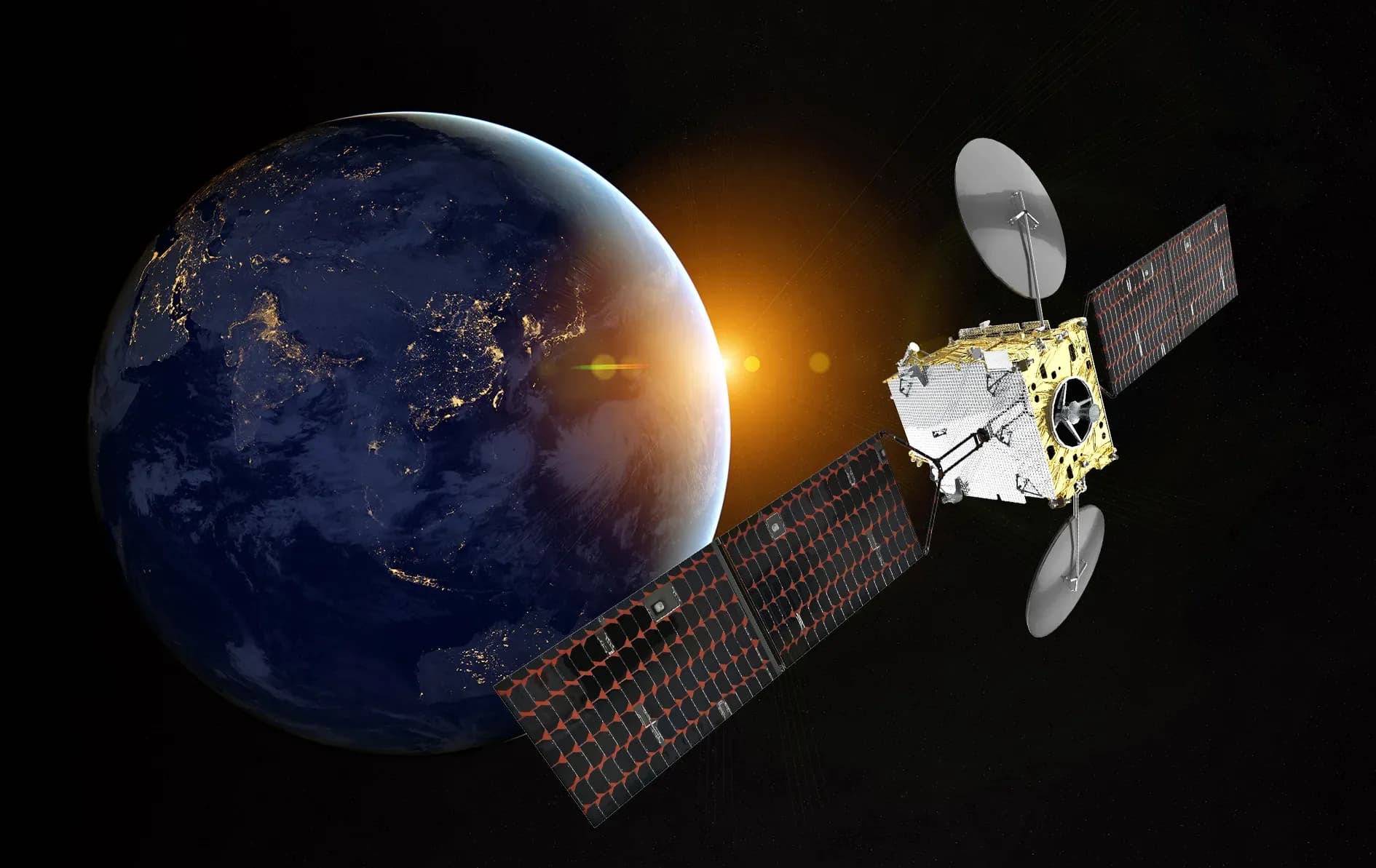 Artist’s rendering of the Koreasat 6A satellite orbiting above Earth