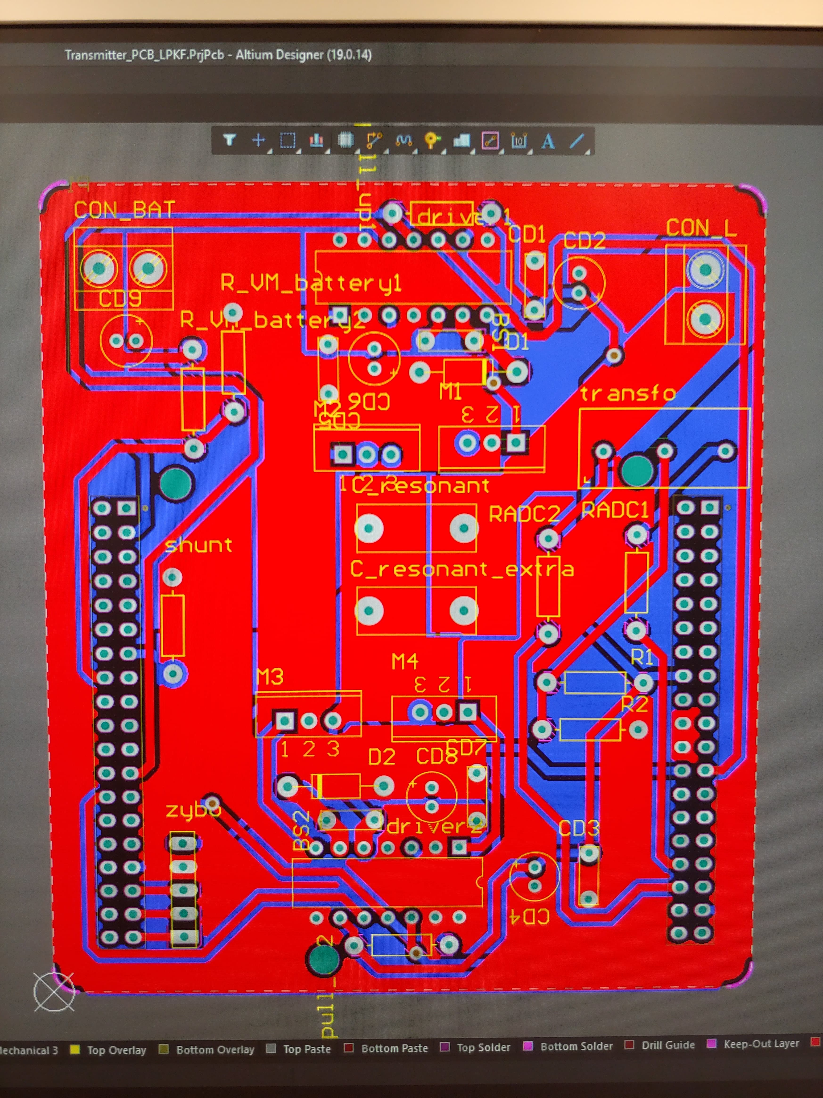 Transmitter PCB layout for the wireless power system in Altium Designer