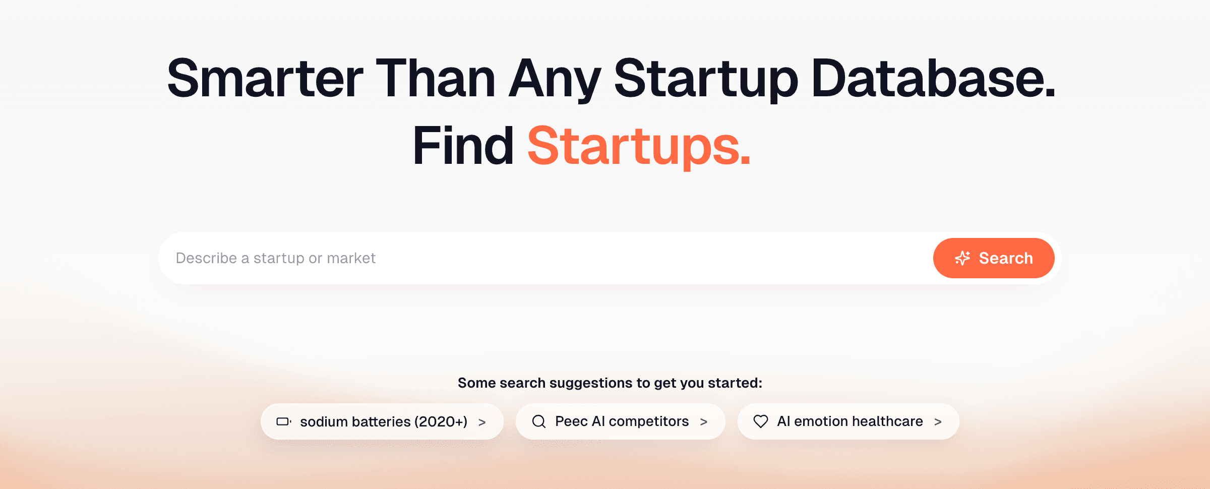 StartupSeeker search interface